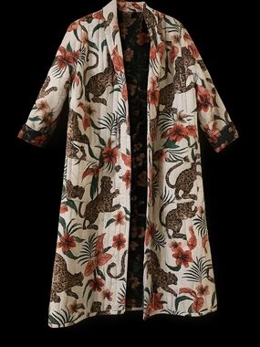 Desmond &Dempsey Soleia Leopard Quilted Robe Size Xl